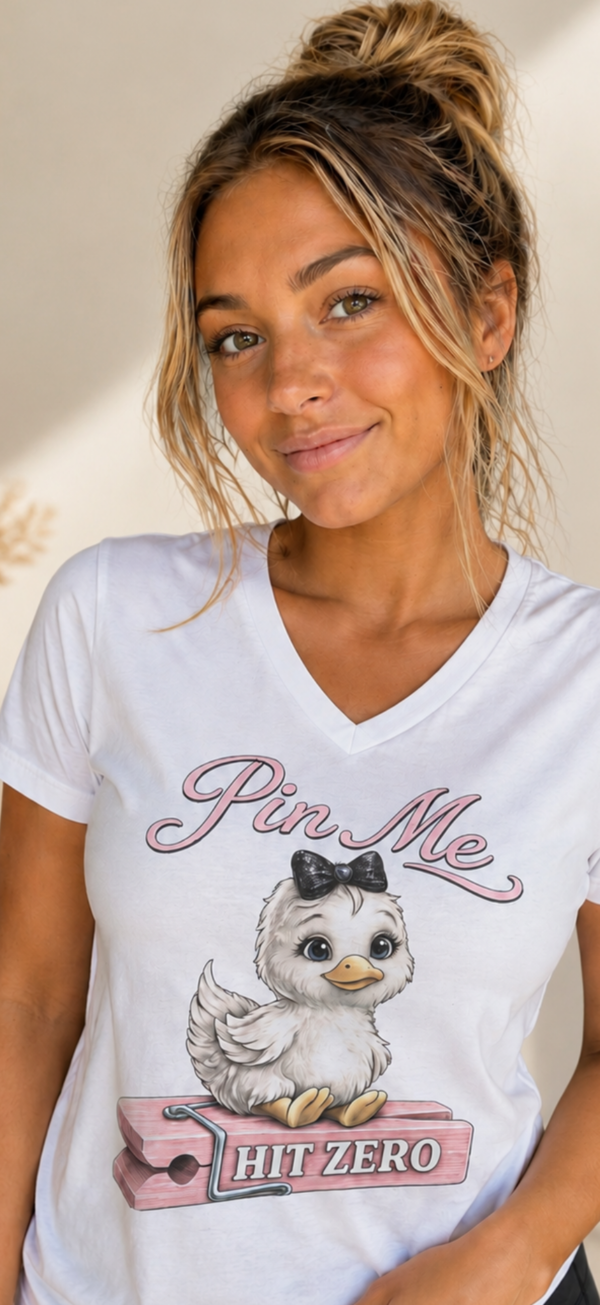 Pin me Jersey Short Sleeve V-Neck Tee