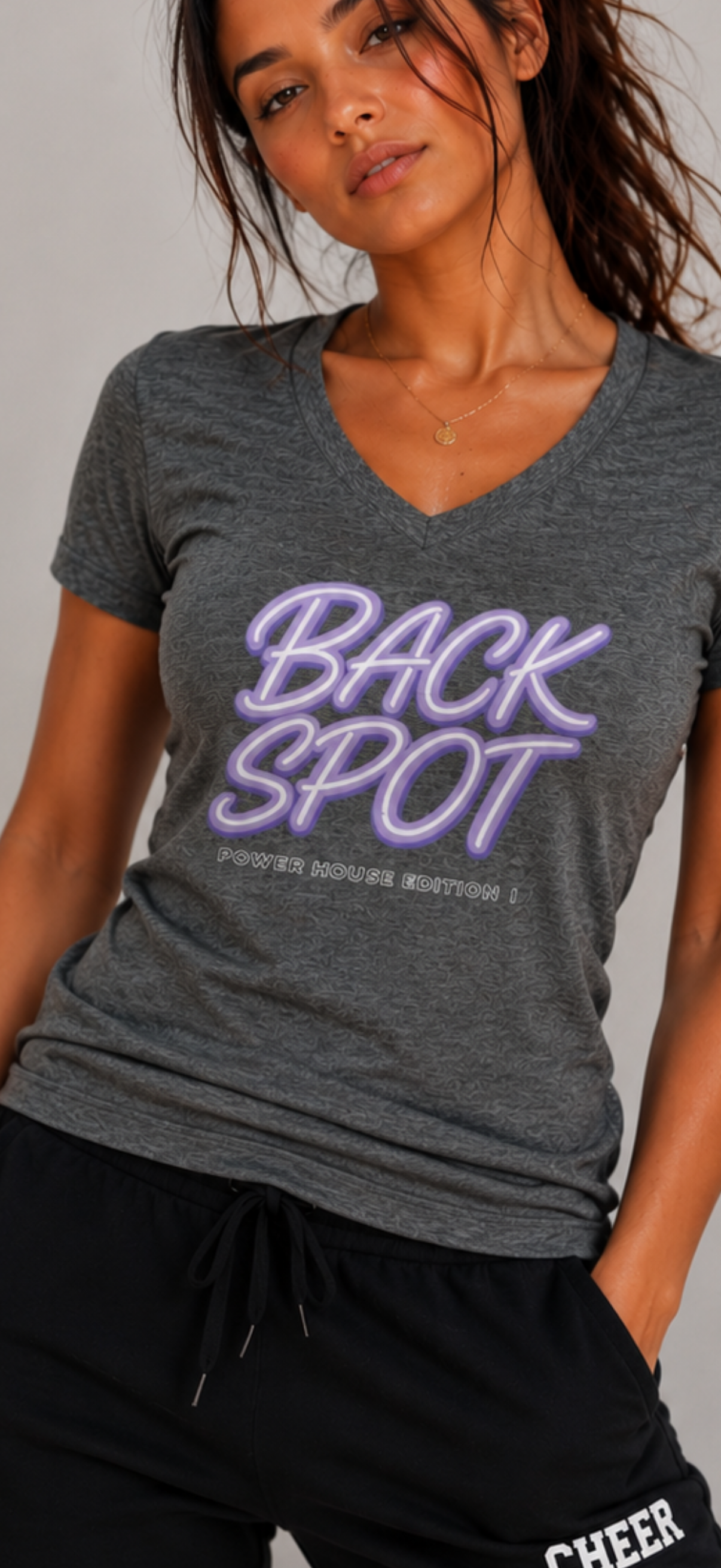 Back spot Jersey Short Sleeve V-Neck Tee