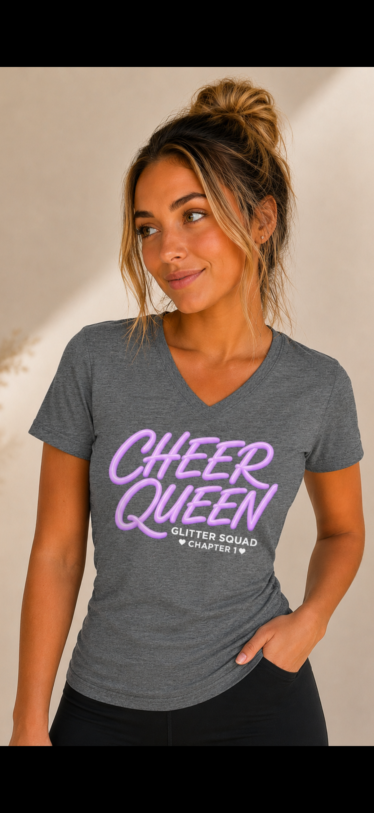 Cheer QueenJersey Short Sleeve V-Neck Tee