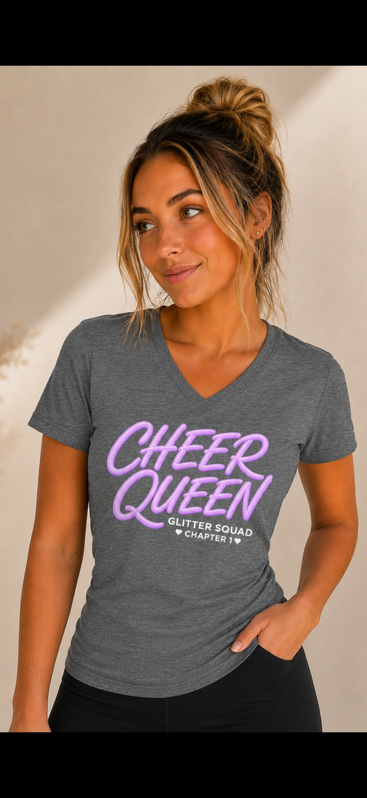 Cheer QueenJersey Short Sleeve V-Neck Tee